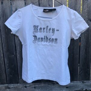 Harley-Davidson y2k women’s T-shirt with rhinestone logo